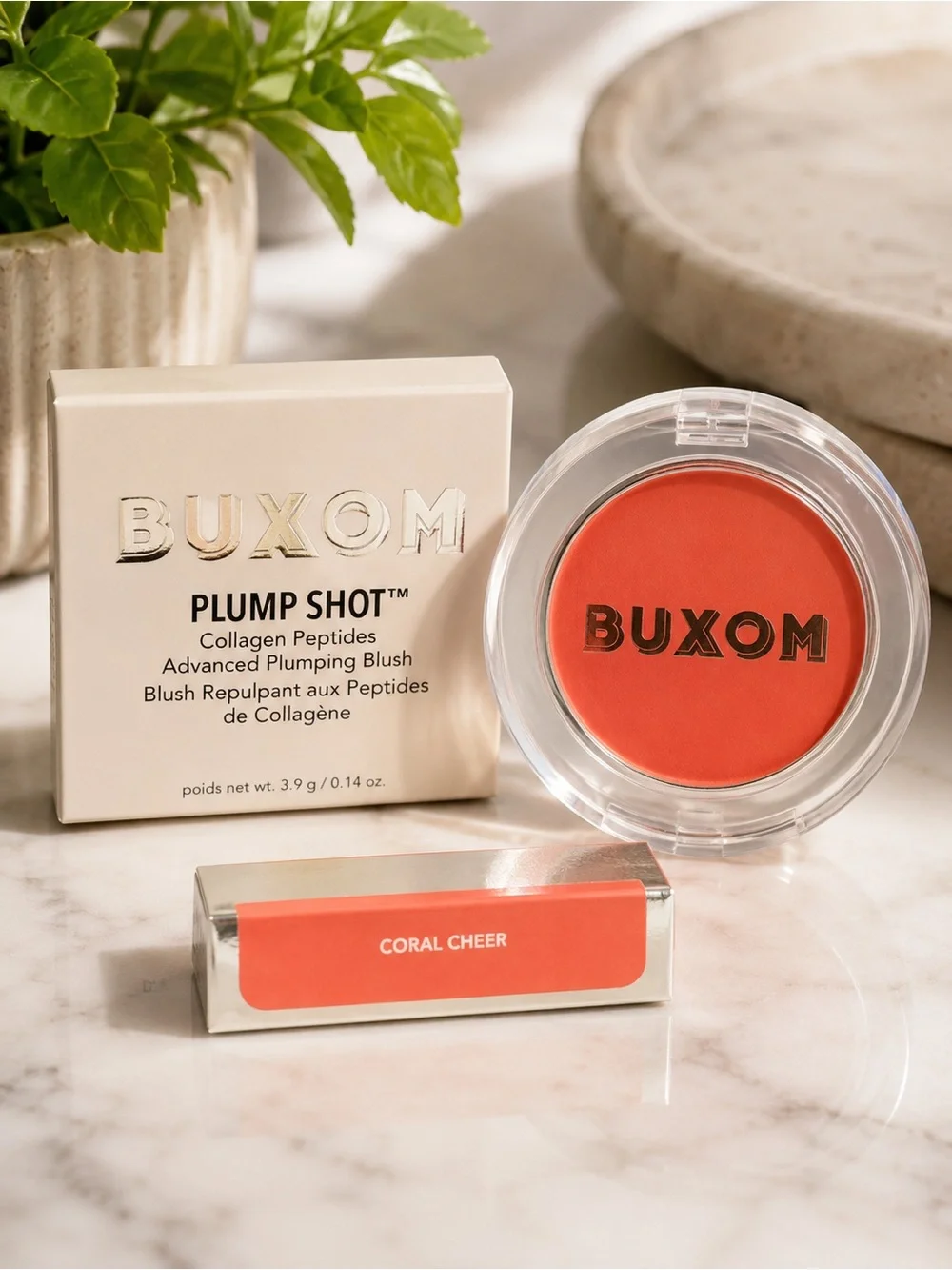 Buxom Plump Shot Blush — Coral Cheer (Vibrant Coral)